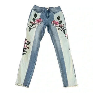 William Rast Floral Embroidered Two Tone Ankle Skinny Jeans Women’s size 27